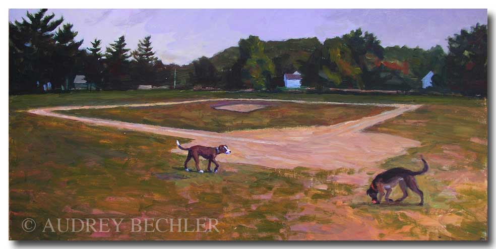 Playing Ball, Acrylic, Audrey Bechler Eugene, ME