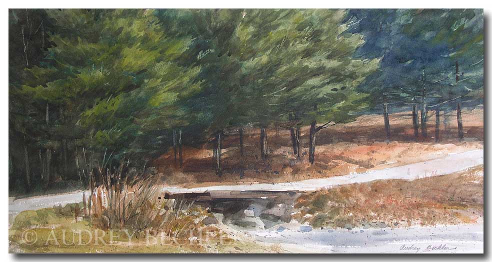 Road Over The Creek, Acrylic, Audrey Bechler Eugene, ME