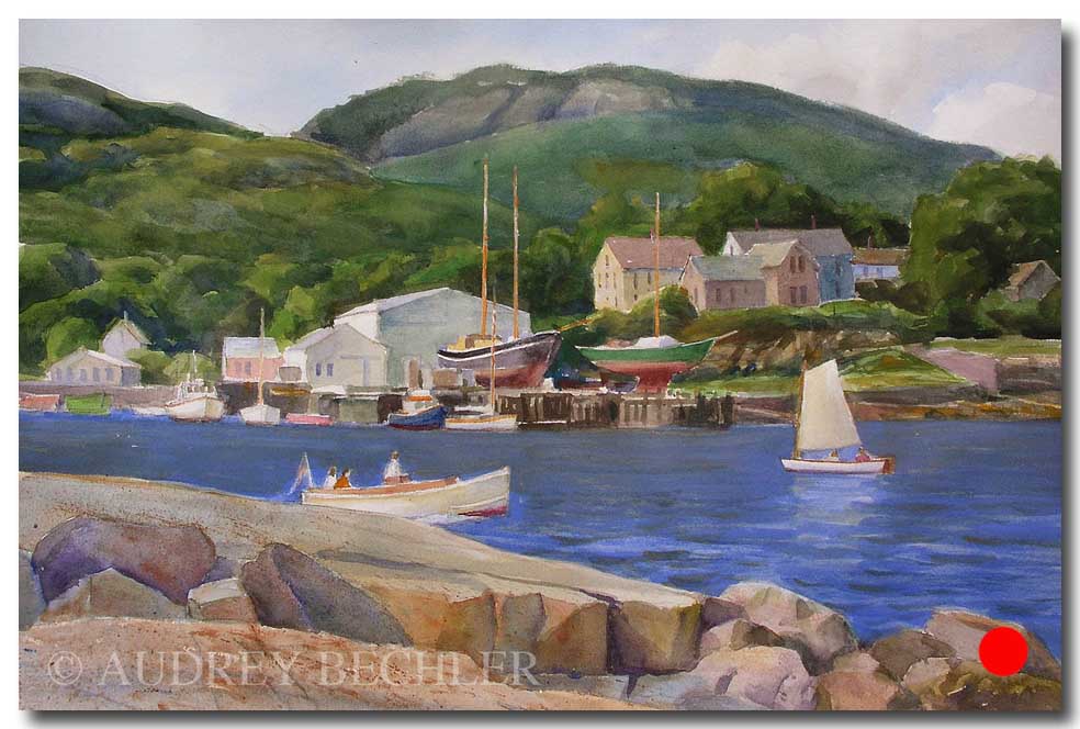 Camden Harbor, Acrylic, Audrey Bechler Eugene, ME