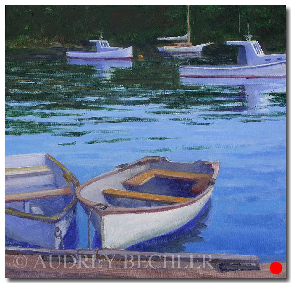 Dock Boats, Acrylic, Audrey Bechler Eugene, ME