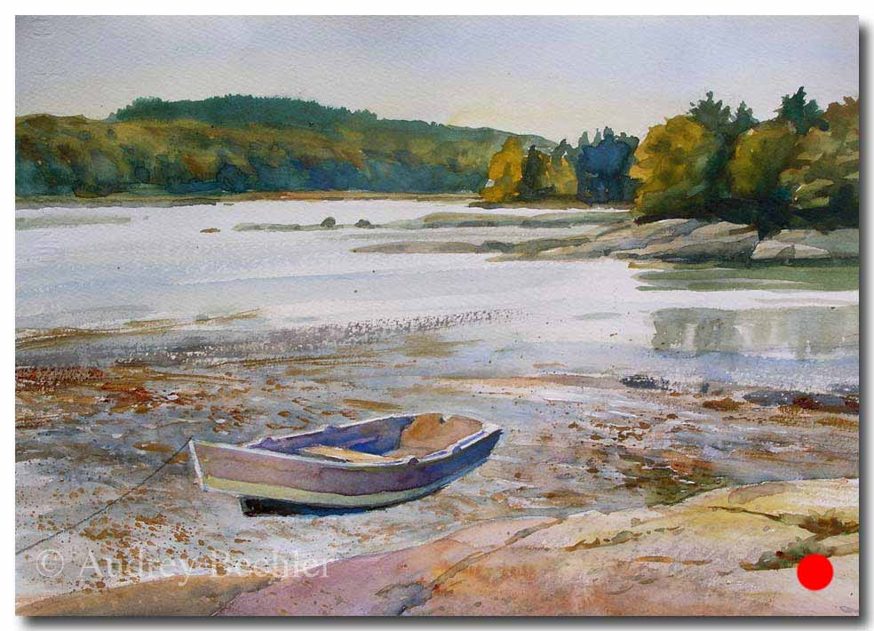 Skiff on the Mud   , Acrylic, Audrey Bechler Eugene, ME