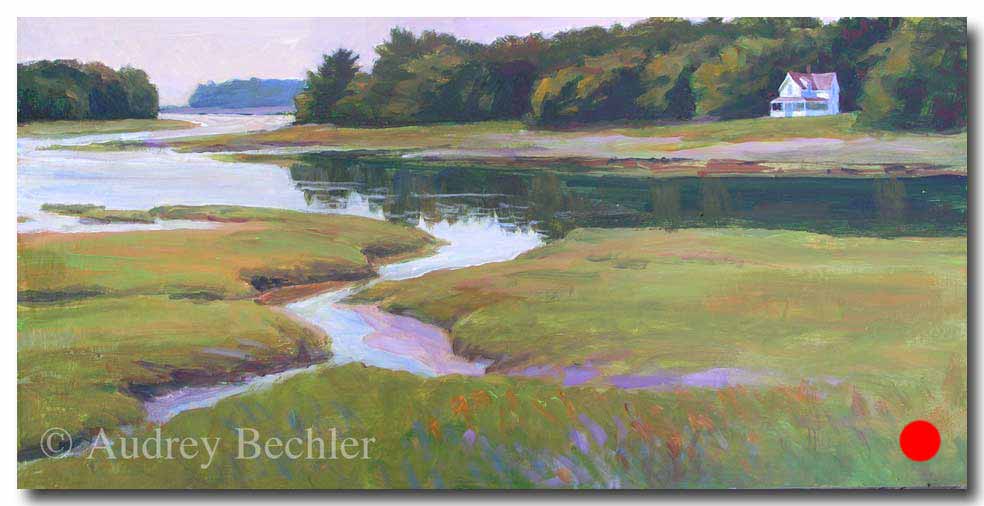 Cottage on the River   , Acrylic, Audrey Bechler Eugene, ME