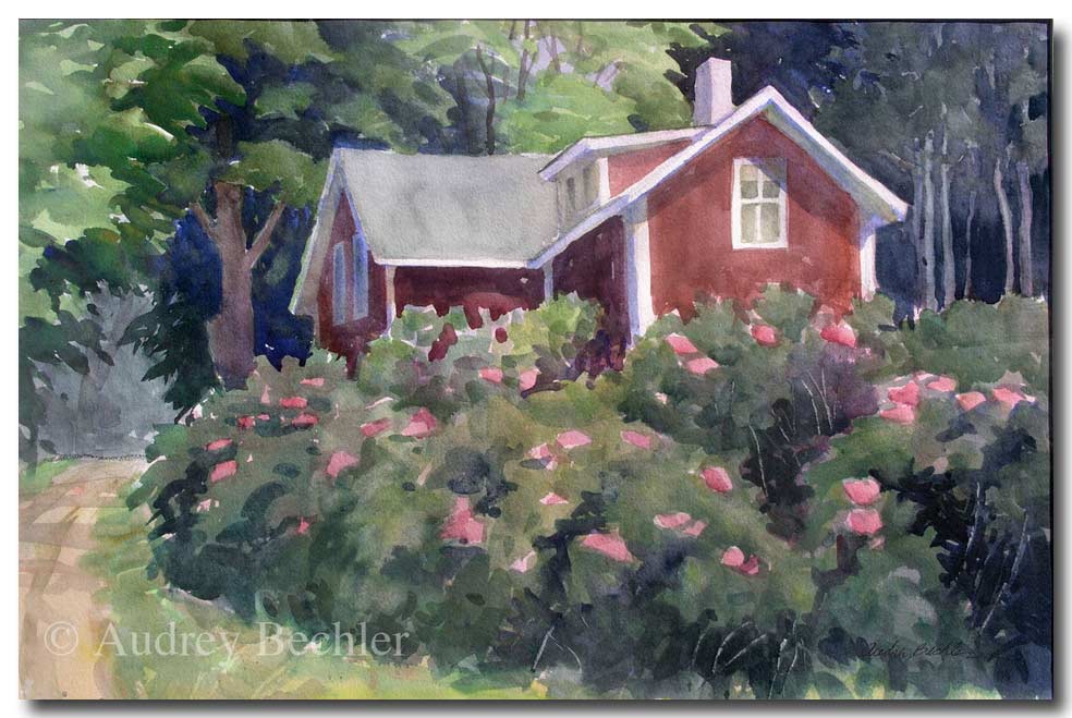 Rose Hedge, Acrylic, Audrey Bechler Eugene, ME