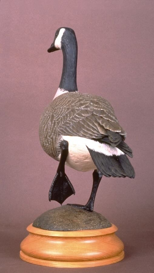 Carved Standing Canada Goose Decorative by Douglas Bechler