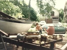 Douglas Bechler with Phil Bolger's 23 ft. Quick Step.. Which I bought in 1980, worked on, and sold unfinished once I started Carving Birds. Although it ALMOST came back to me 30 yrs later, I saw an ad for same boat, the guy wasn't been able to finish it.